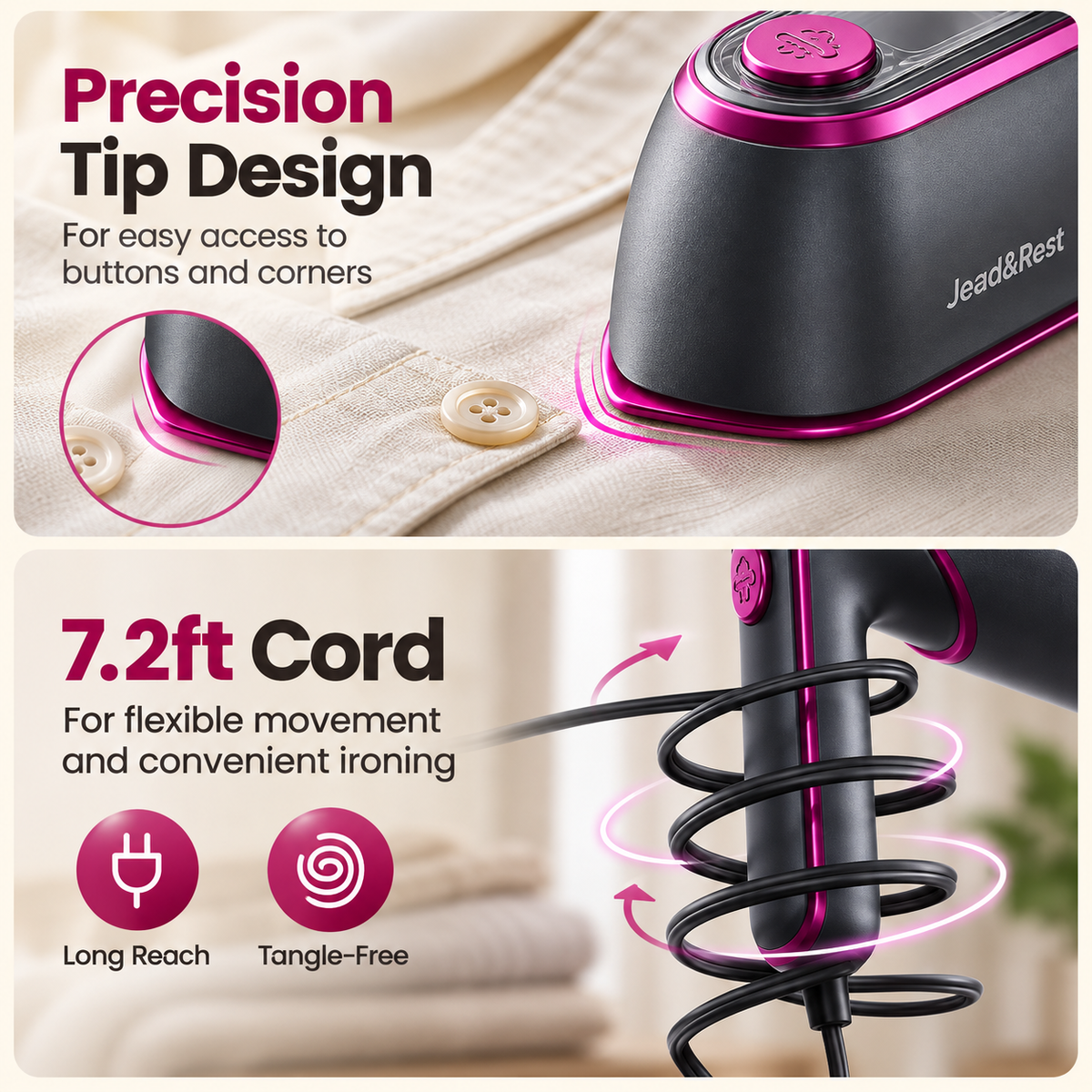 2 In 1 Handheld Clothes Steamer & Iron with 150ML Water Tank