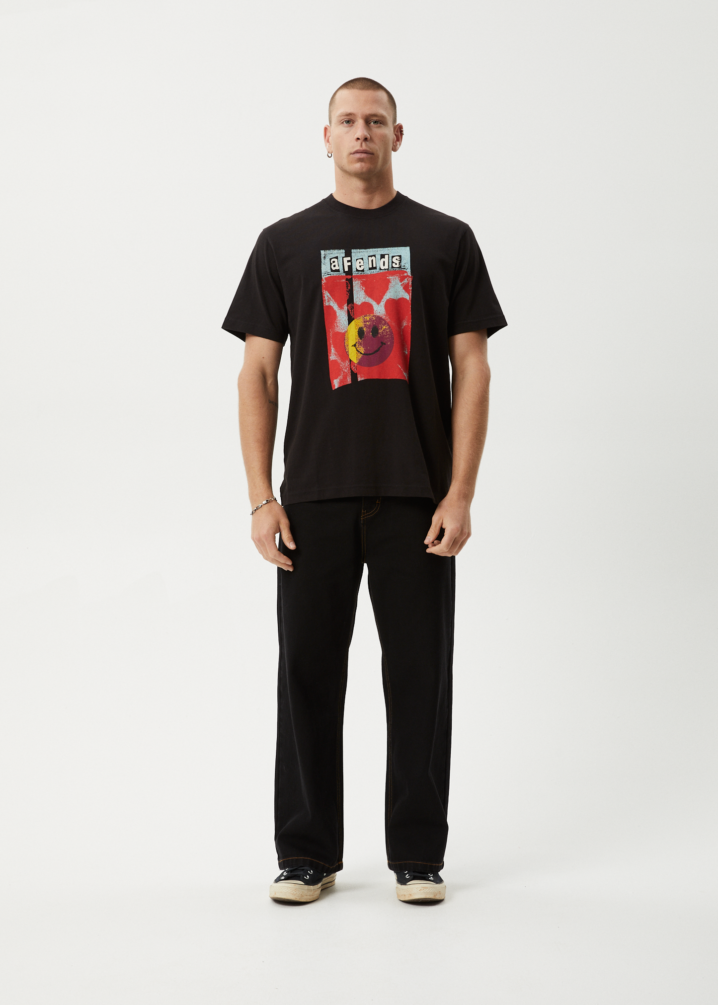 AFENDS Mens Dime Bag - Retro Tee - Black