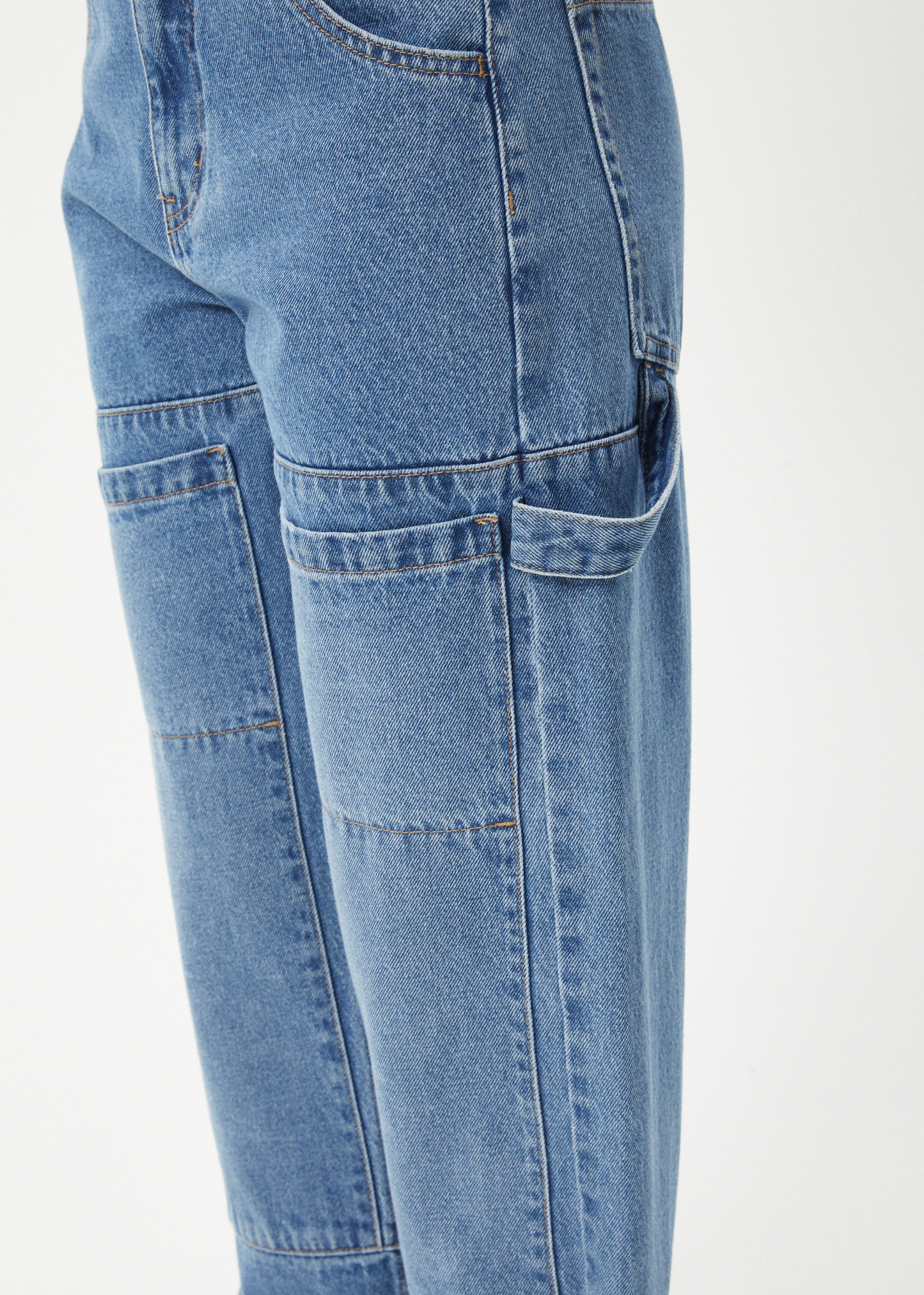 AFENDS Womens Moss - Denim Workwear Jean - Worn Blue