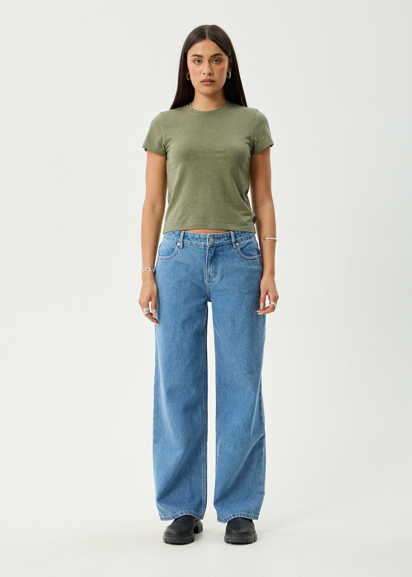 AFENDS Womens Carmen - Baby Tee - Deep Olive