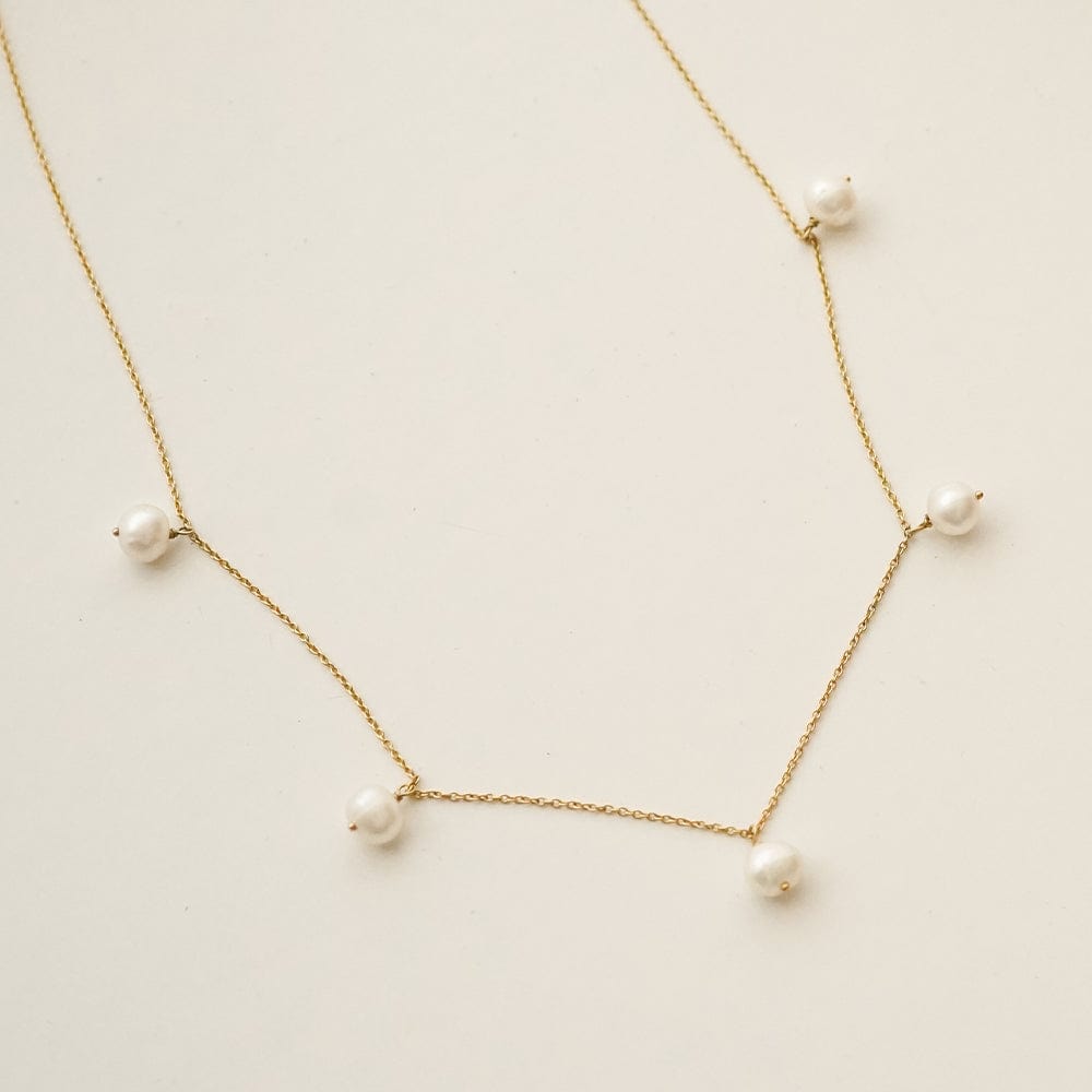 Estée Lalonde Fine Pearl Station Necklace 14ct Solid Gold