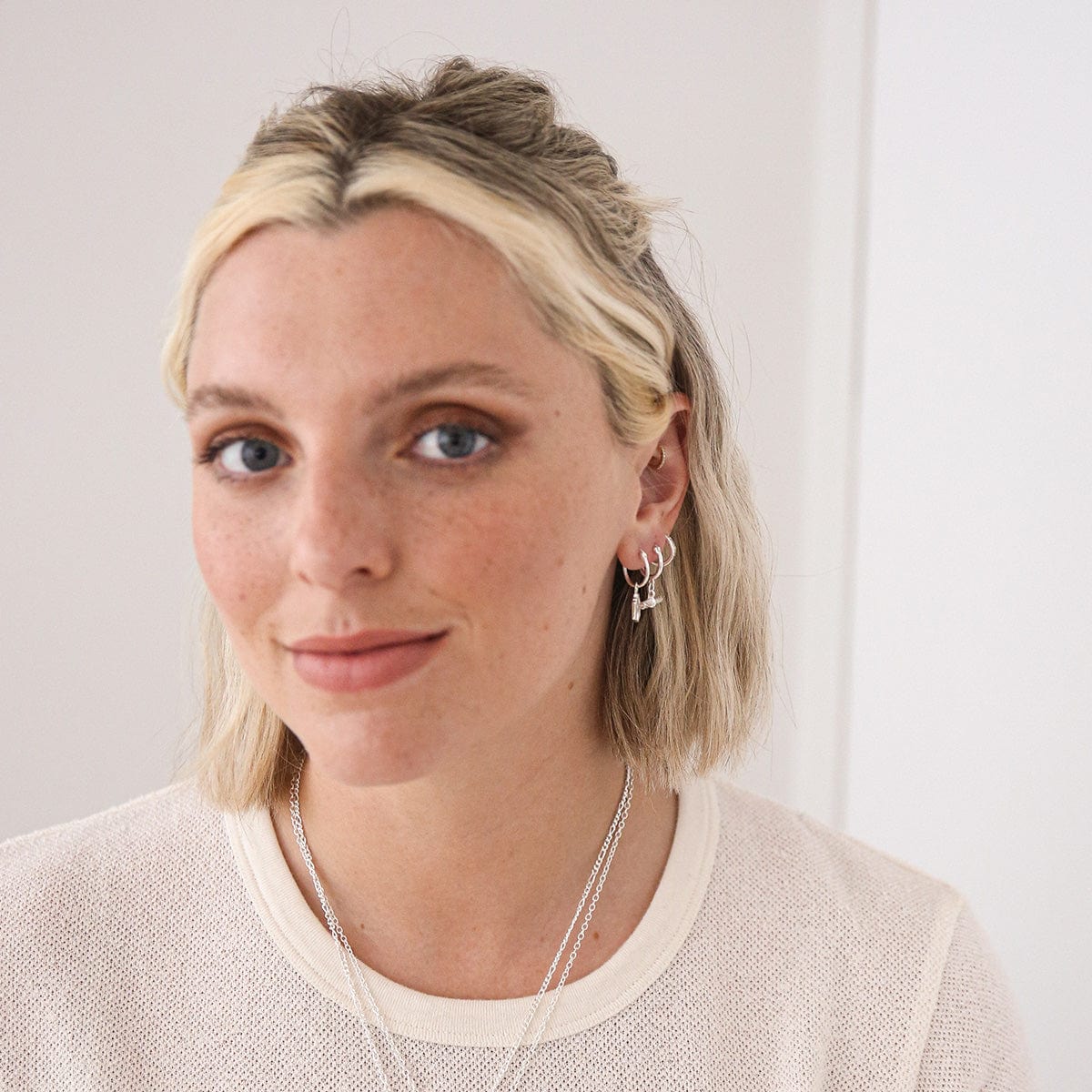 Estée Lalonde T Bar Charm Earrings Sterling Silver