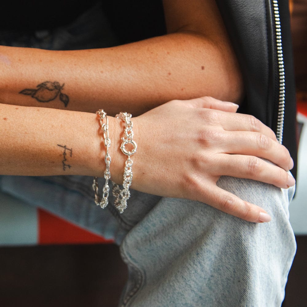 Polly Vintage Link Chain Bracelet Silver Plate