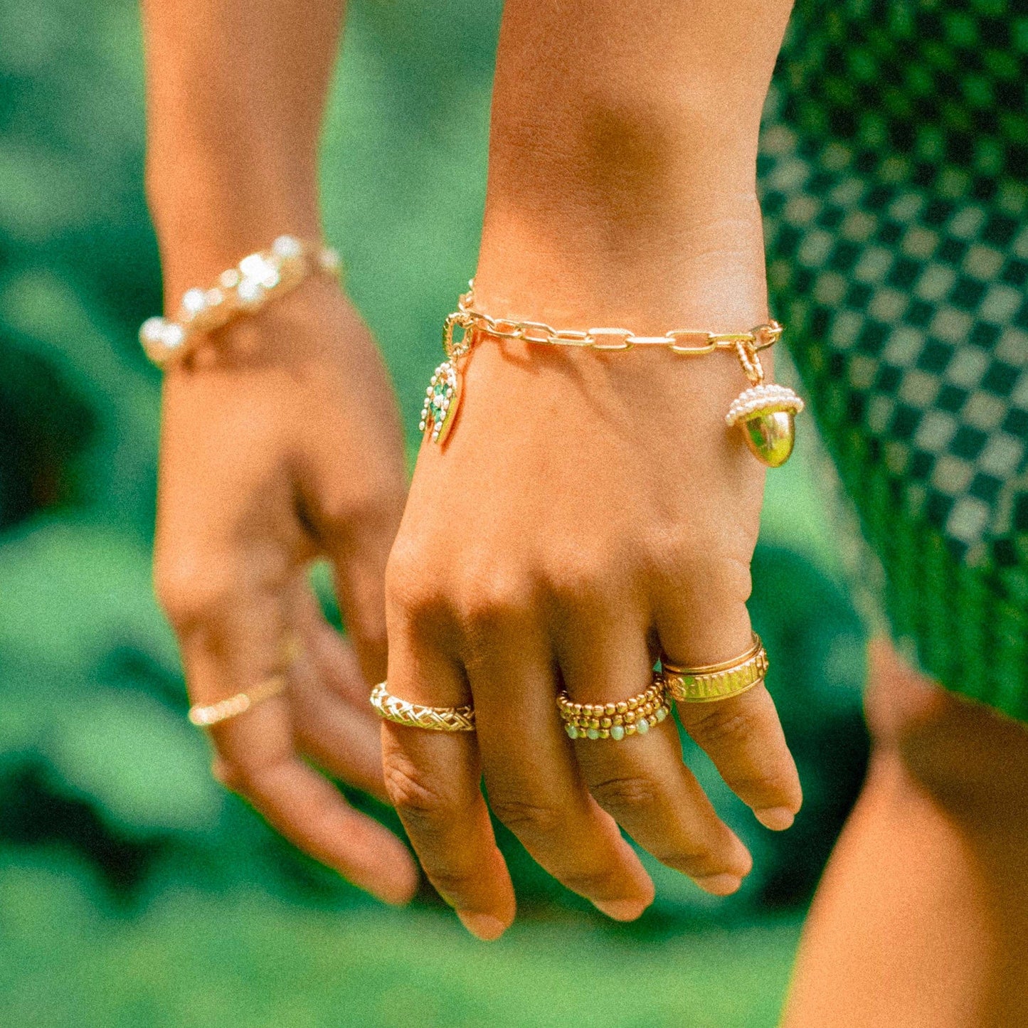 Shrimps Clover Charm Bracelet 18ct Gold Plate