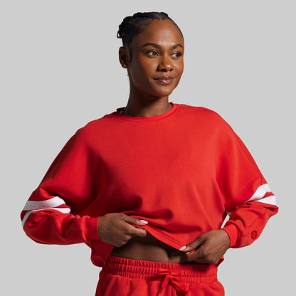 Lounge Lux Varsity Cropped Pullover (Regal)