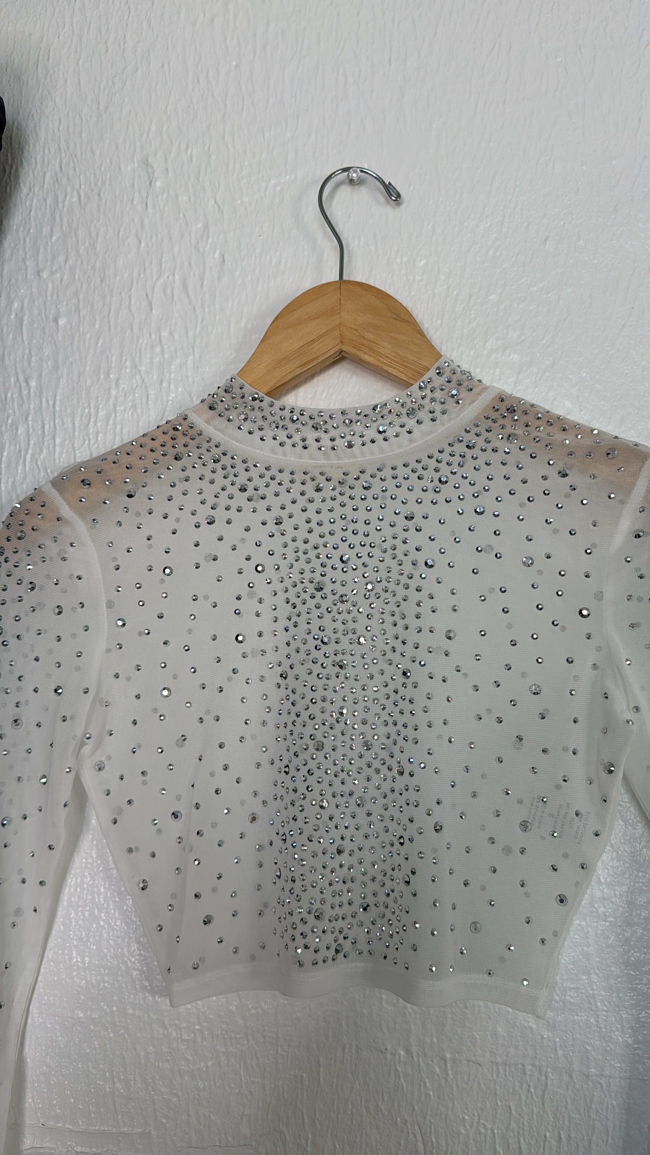 Rhinestone Crop Top, White