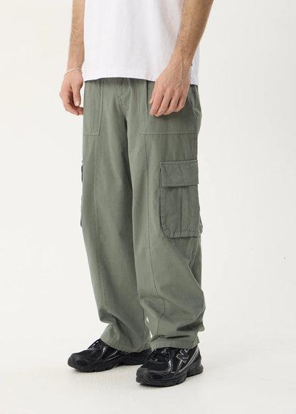 AFENDS Mens Summit - Pleated Cargo Pant - Washed Sycamore