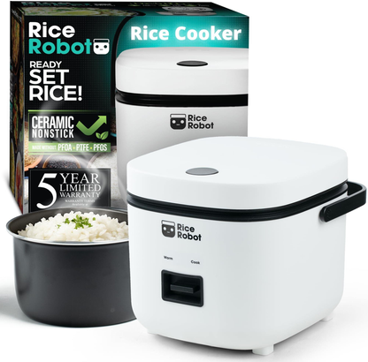 Mini Rice Cooker with Ceramic Nonstick Pot & Steamer