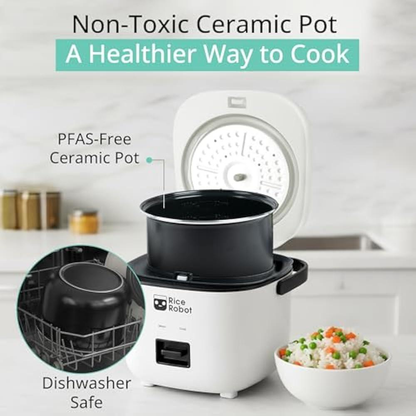 Mini Rice Cooker with Ceramic Nonstick Pot & Steamer