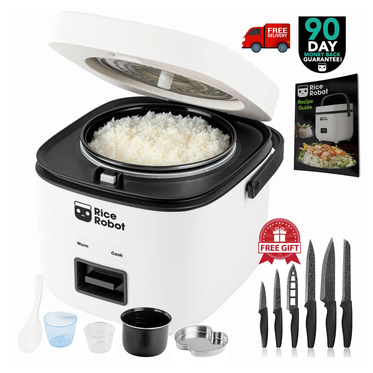 Mini Rice Cooker with Ceramic Nonstick Pot & Steamer