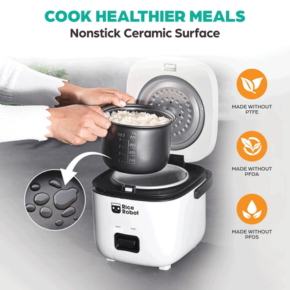 Mini Rice Cooker with Ceramic Nonstick Pot & Steamer