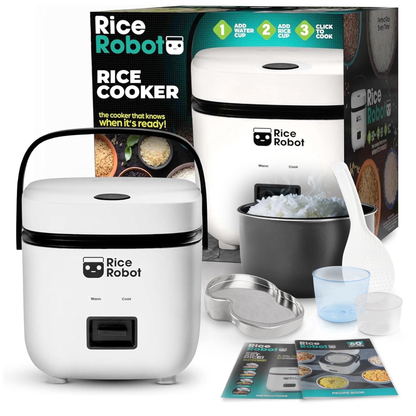 Mini Rice Cooker with Ceramic Nonstick Pot & Steamer