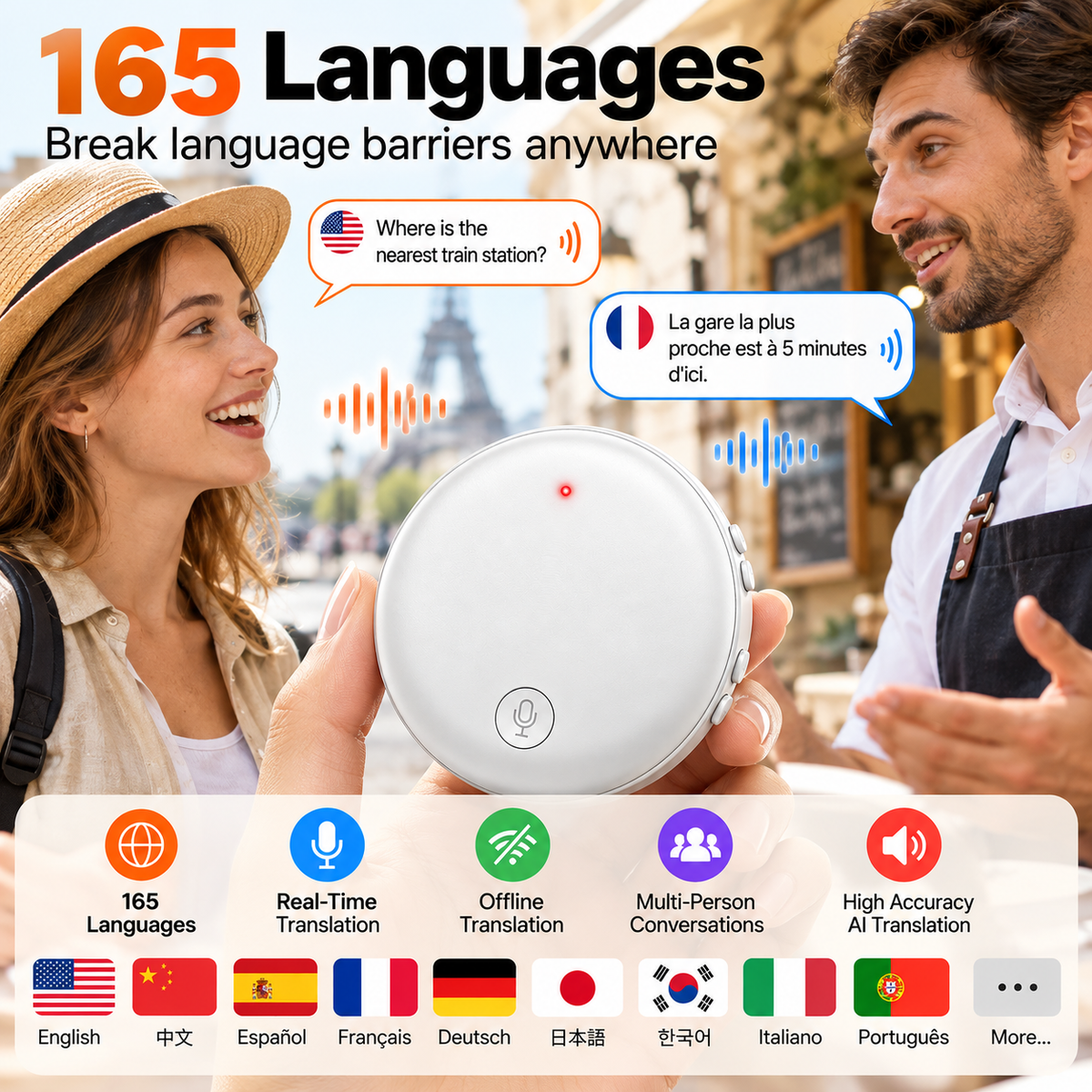 AI Language Translator with 165 Languages for Learning & Everyday Conversations