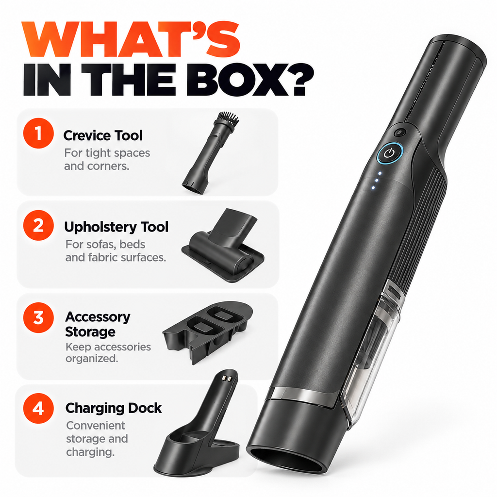 Cordless Handheld Vacuum Cleaner | Portable Vacuum for Home & Car