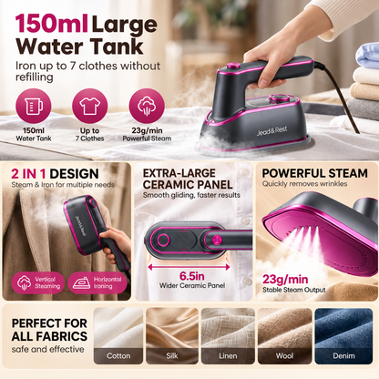 2 In 1 Handheld Clothes Steamer & Iron with 150ML Water Tank