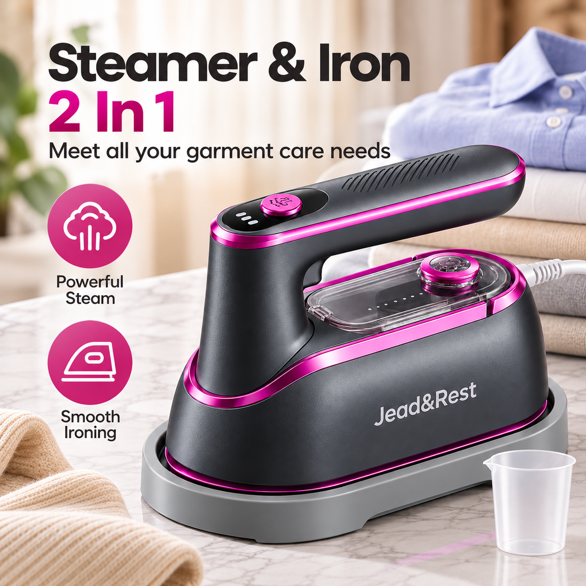 2 In 1 Handheld Clothes Steamer & Iron with 150ML Water Tank