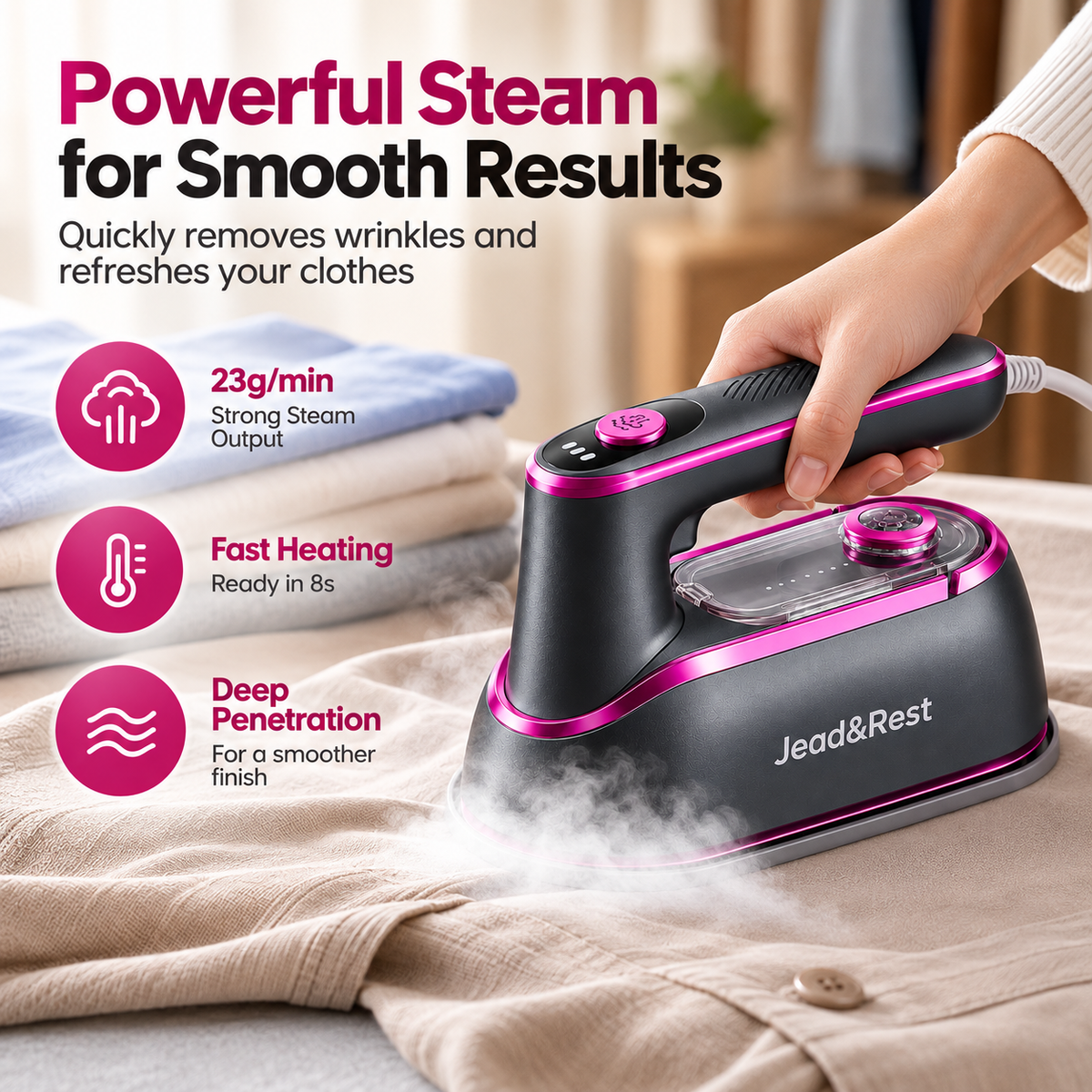 2 In 1 Handheld Clothes Steamer & Iron with 150ML Water Tank