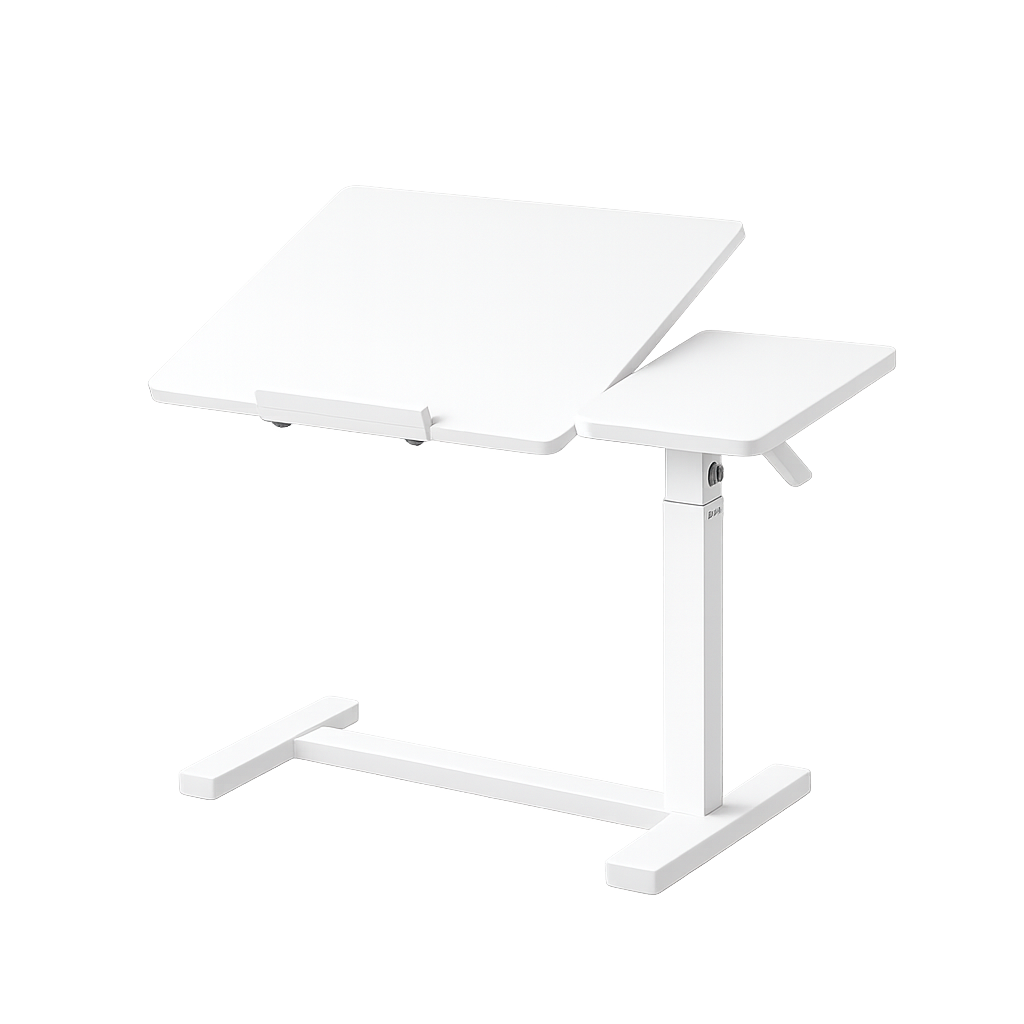 Adjustable Overbed Laptop Table with Tilting Top and Wheels – Reednest