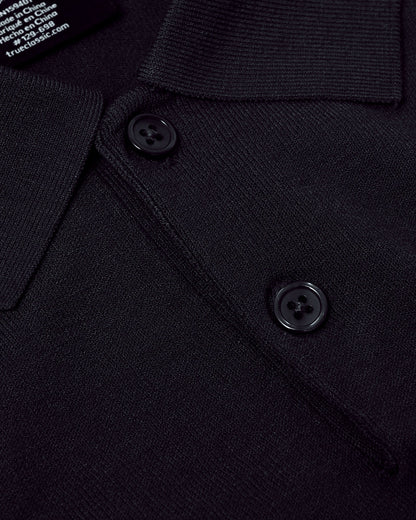 Black Short Sleeve Sweater Polo