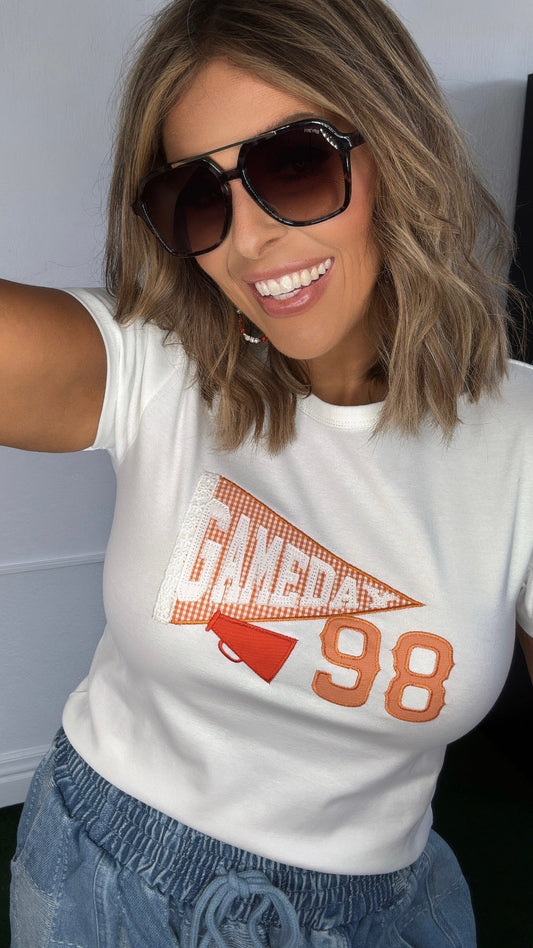 Tennessee Orange Game Day Baby Tee, White