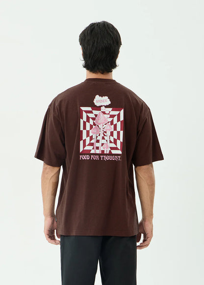 AFENDS Mens Perception - Boxy Tee - Washed Coffee