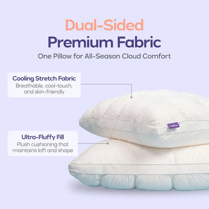 Cloud-Soft Cooling Pillow | Fluffy Puff-Grid Bed Pillow