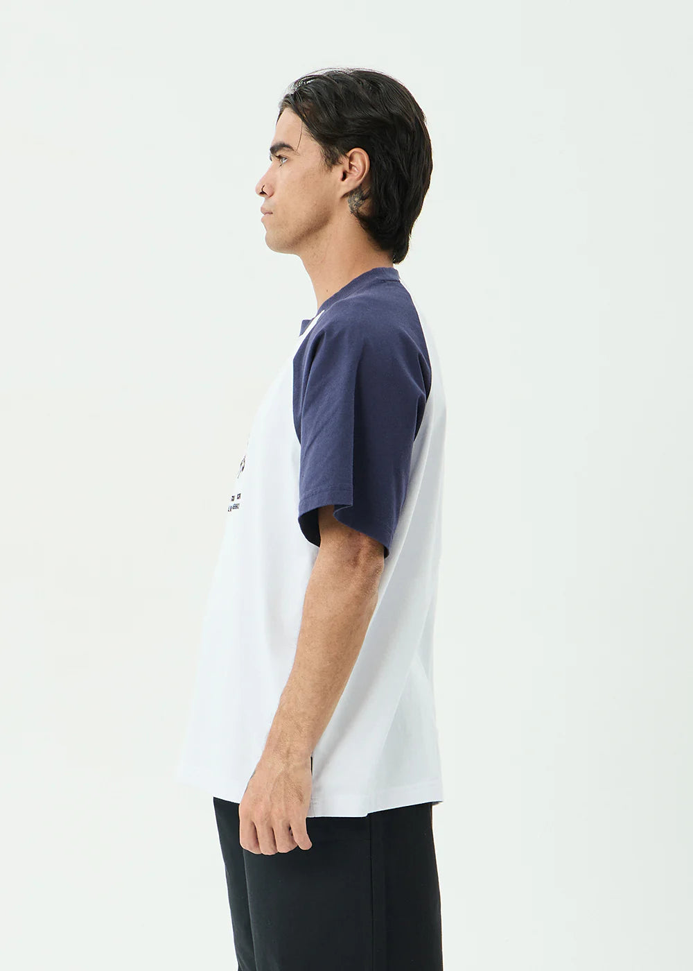 AFENDS Mens Hooked - Heavyweight Raglan Tee - White