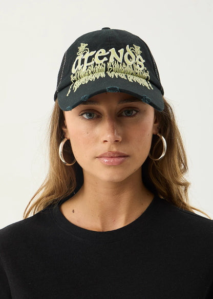 AFENDS Mens Pent-A-Gone - Six Panel Mesh Cap - Stone Black