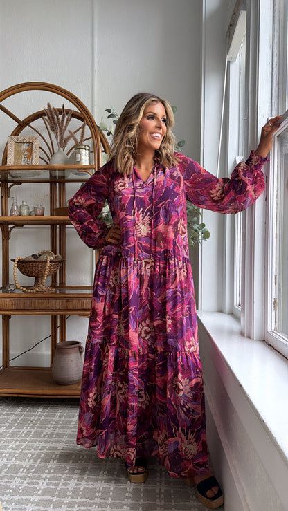 Violet Dusks Maxi Dress, Purple Multi