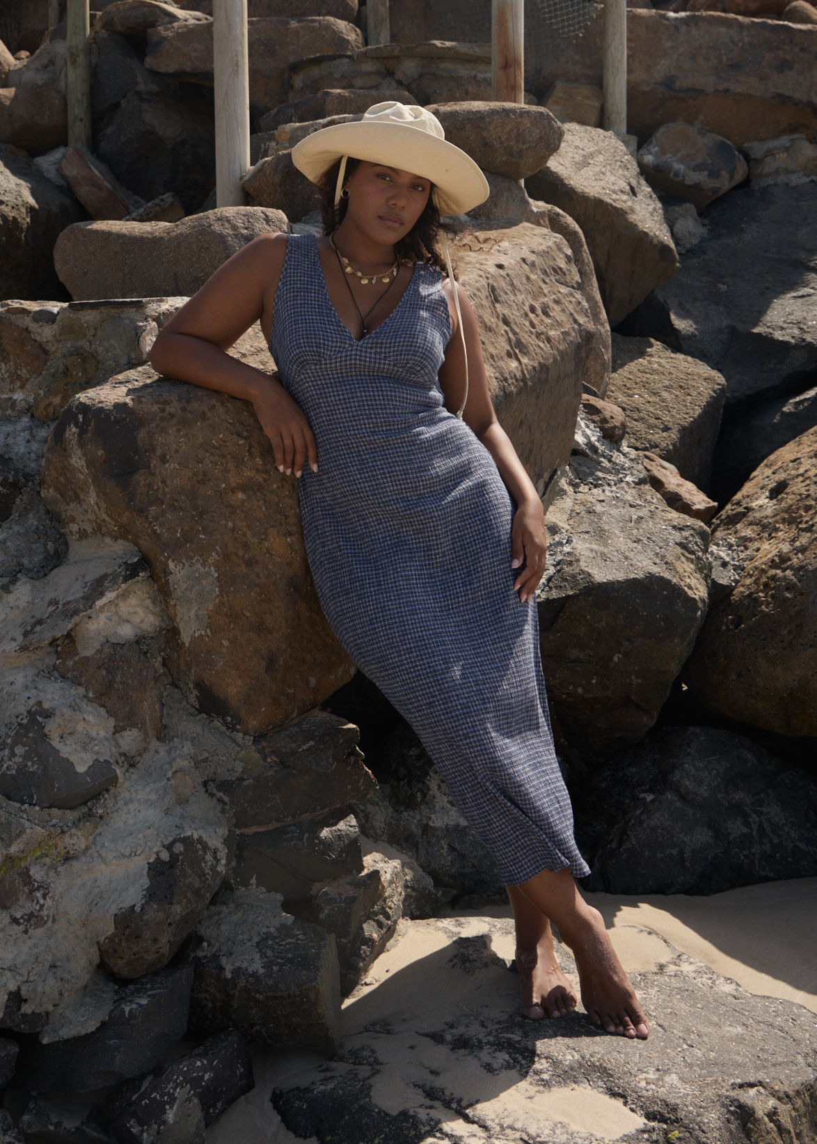 AFENDS Womens Tully - Seersucker Maxi Dress - Marlin