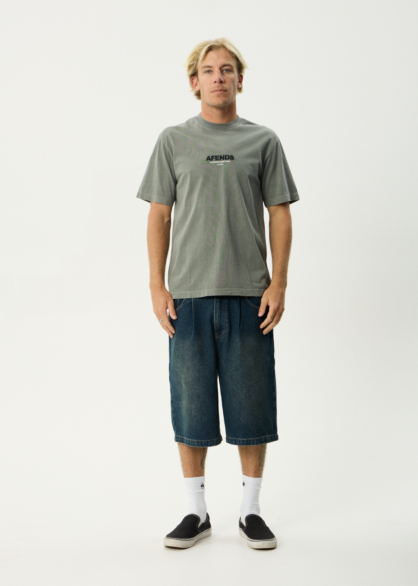 AFENDS Mens Vinyl - Retro Tee - Washed Sycamore
