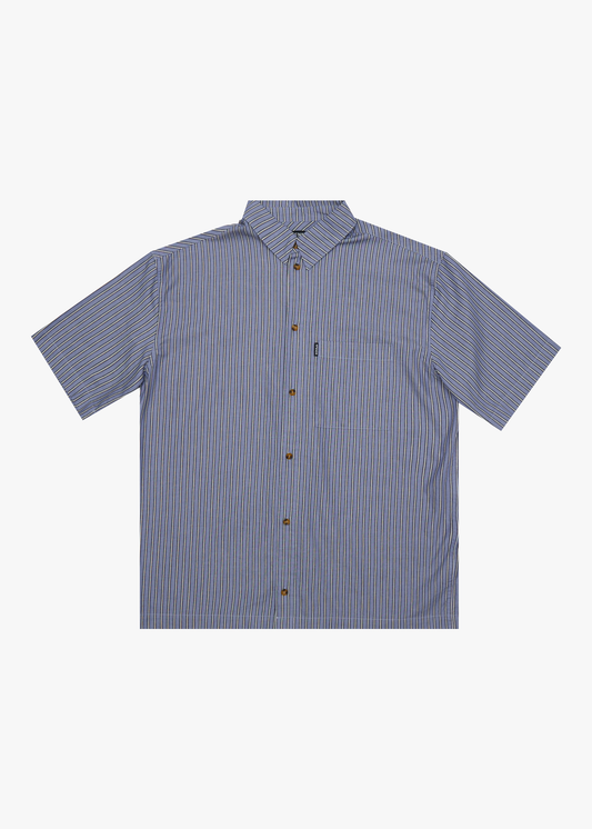 AFENDS Mens Shipwreck Stripe - Short Sleeve Shirt - Marlin