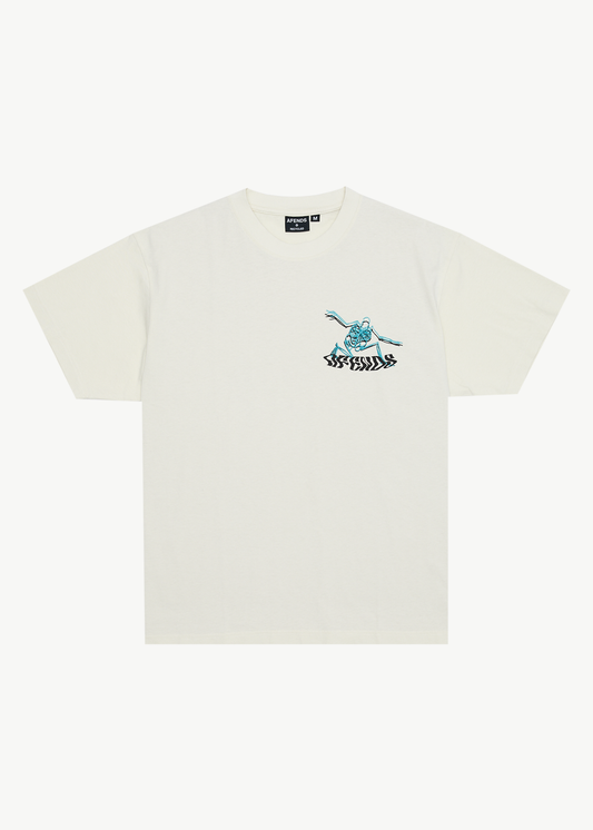 AFENDS Mens Smiling Assassin - Boxy Tee - Limestone
