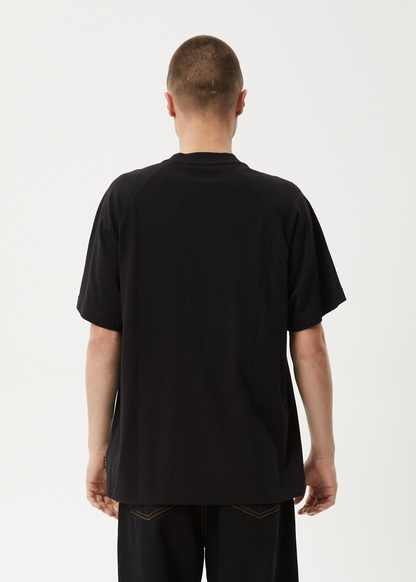 AFENDS Mens Dance Party - Raglan Boxy Tee - Black