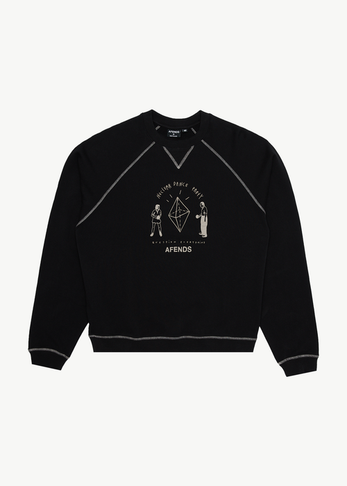 AFENDS Mens Dance Party - Crew Neck Jumper - Black