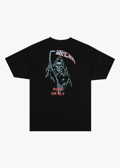 AFENDS Mens Surf Or Fly - Boxy Tee - Black