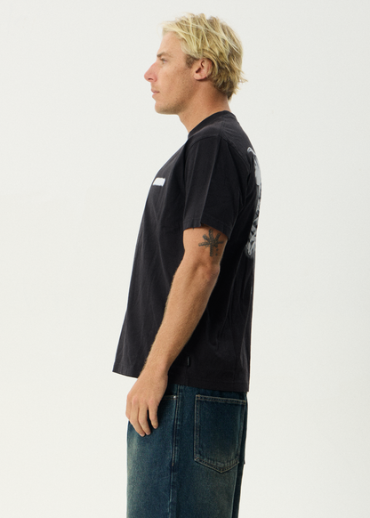 AFENDS Mens X-Ray - Retro Tee - Stone Black