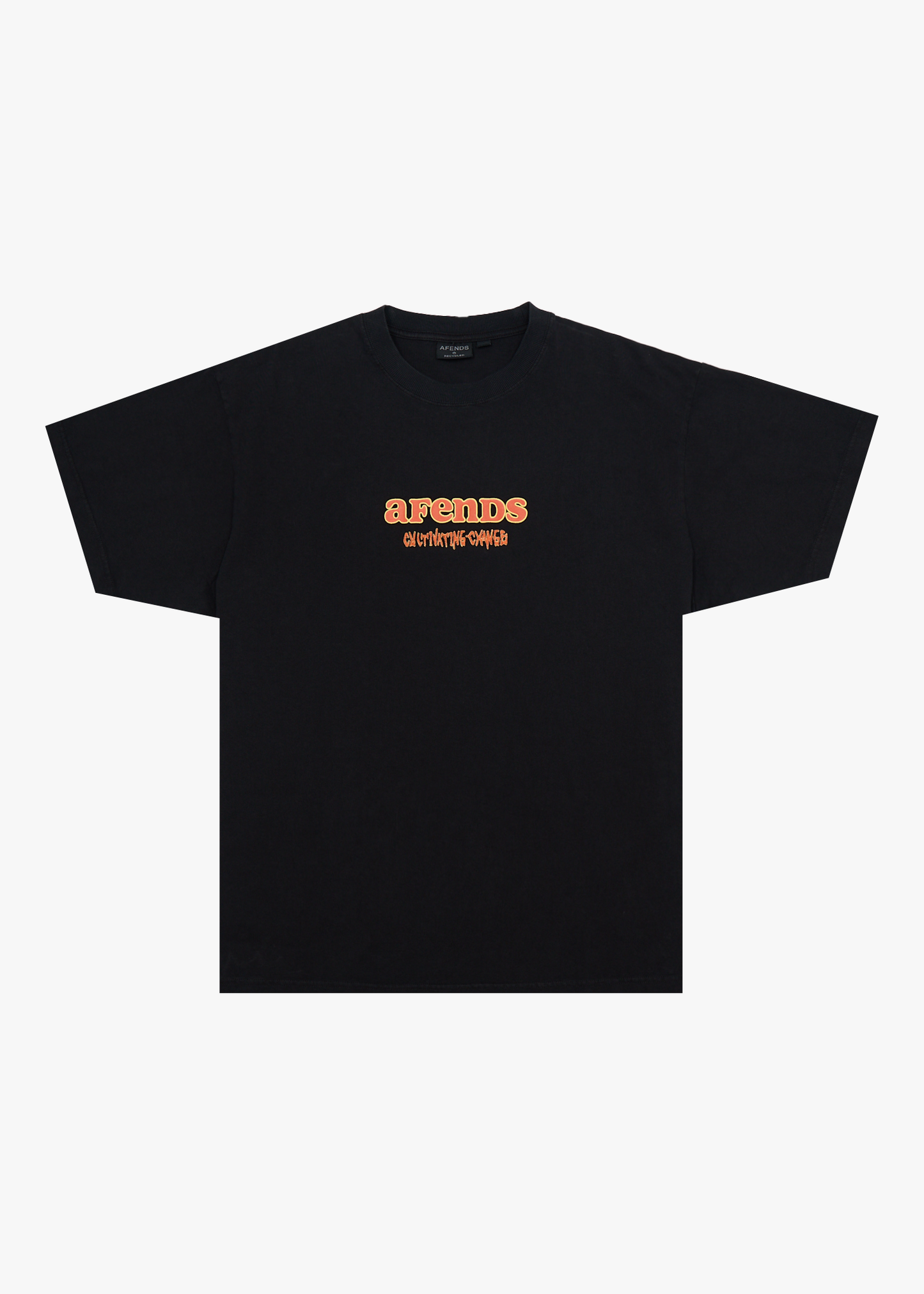 AFENDS Mens Simple Times - Boxy Tee - Stone Black