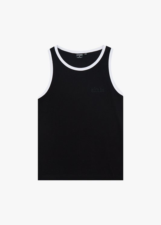 AFENDS Mens Drop Zone - Rib Singlet - Black / White