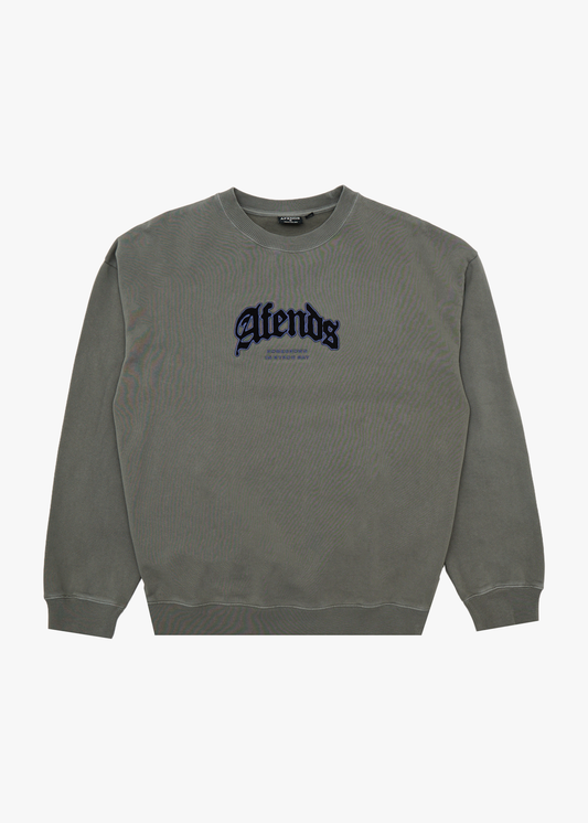 AFENDS Mens Home - Crew Neck - Washed Sycamore