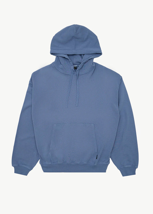 AFENDS Mens Genesis - Boxy Pull On Hood - Washed Slate Blue