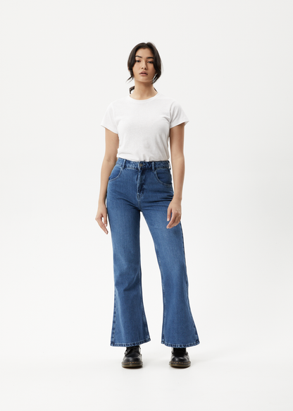AFENDS Womens Marsha - Denim Slim Flared Jean - Authentic Blue
