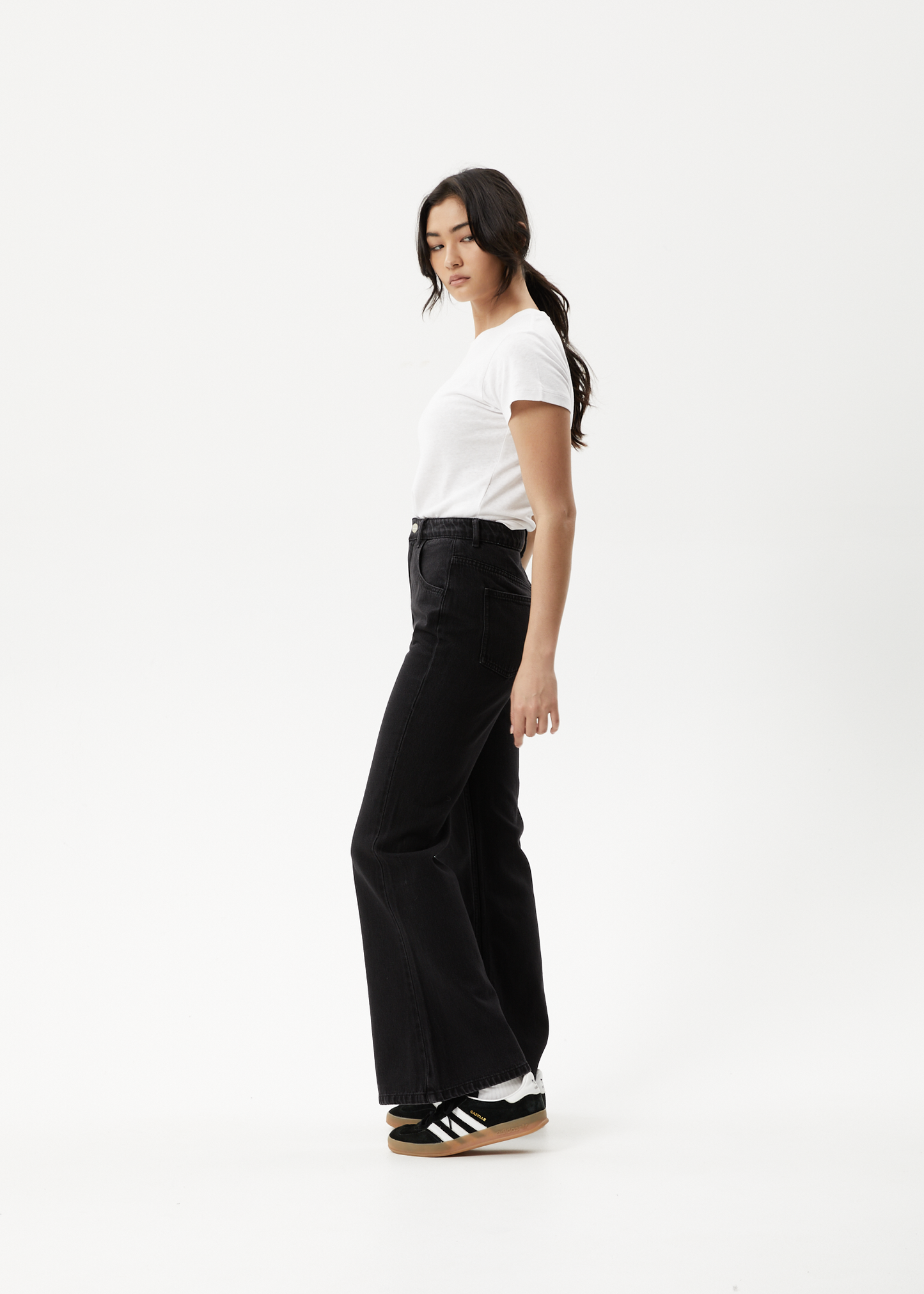 AFENDS Womens Marsha - Denim Slim Flared Jean - Washed Black