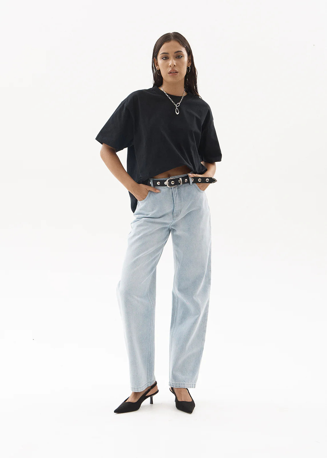 AFENDS Womens Leila - Straight Leg Jeans - Stone Blue