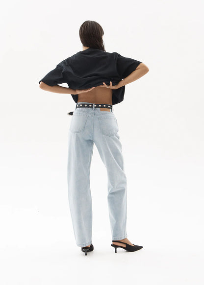 AFENDS Womens Leila - Straight Leg Jeans - Stone Blue