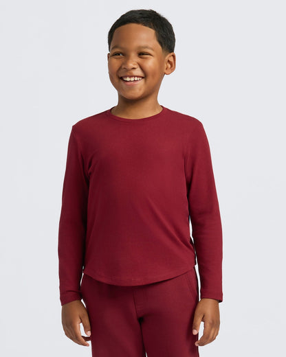 Boys' Classic Long Sleeve Curved Hem Crew Neck 6-Pack