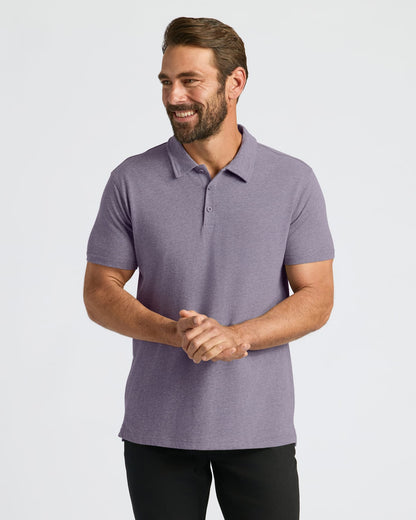 Dark Heather Amethyst Short Sleeve Polo