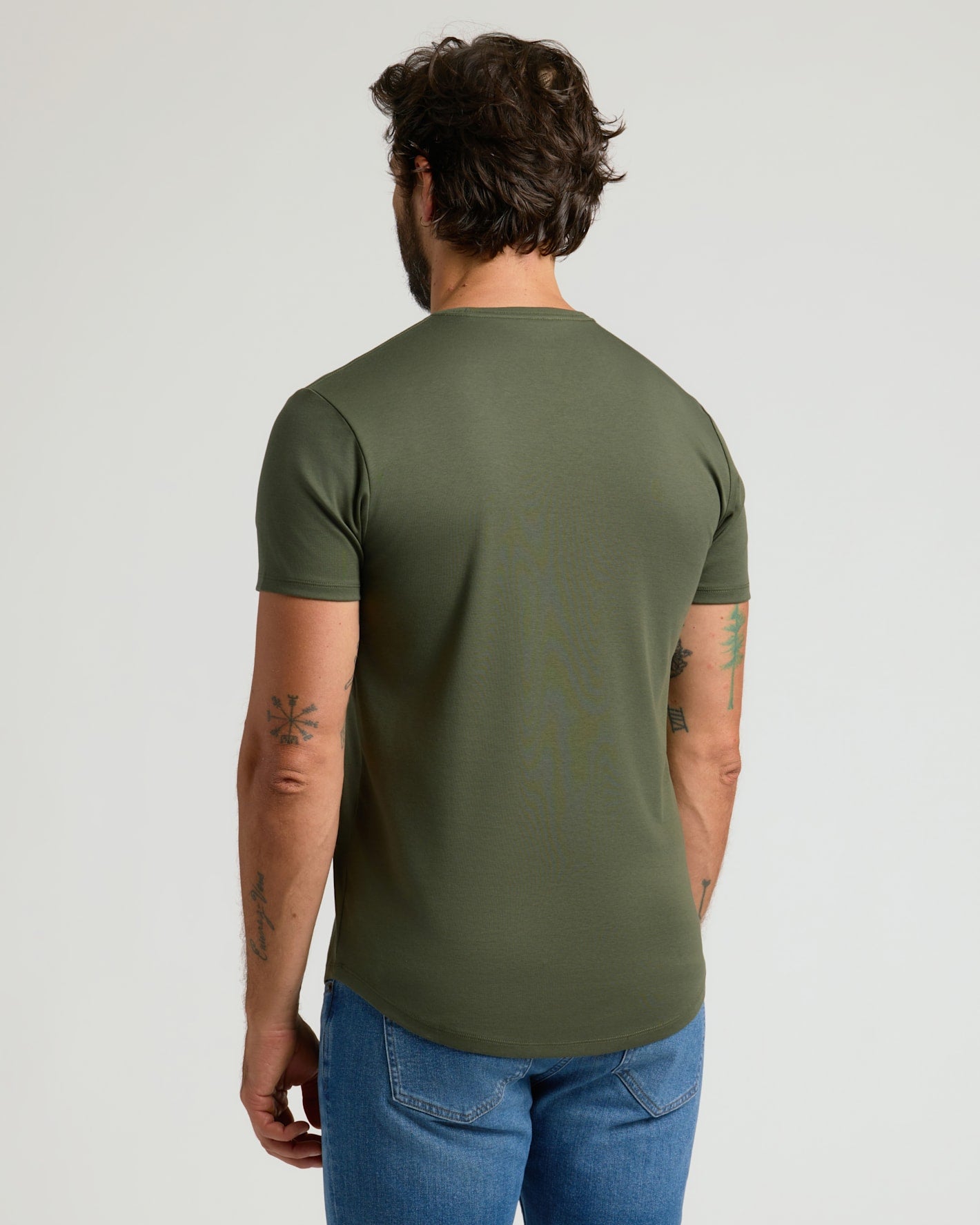 Grove Pima Cotton Blend Curved Hem Crew