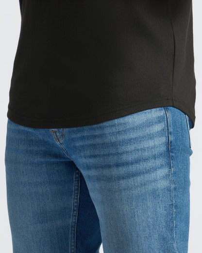 Black Curved Hem Classic Crew Neck