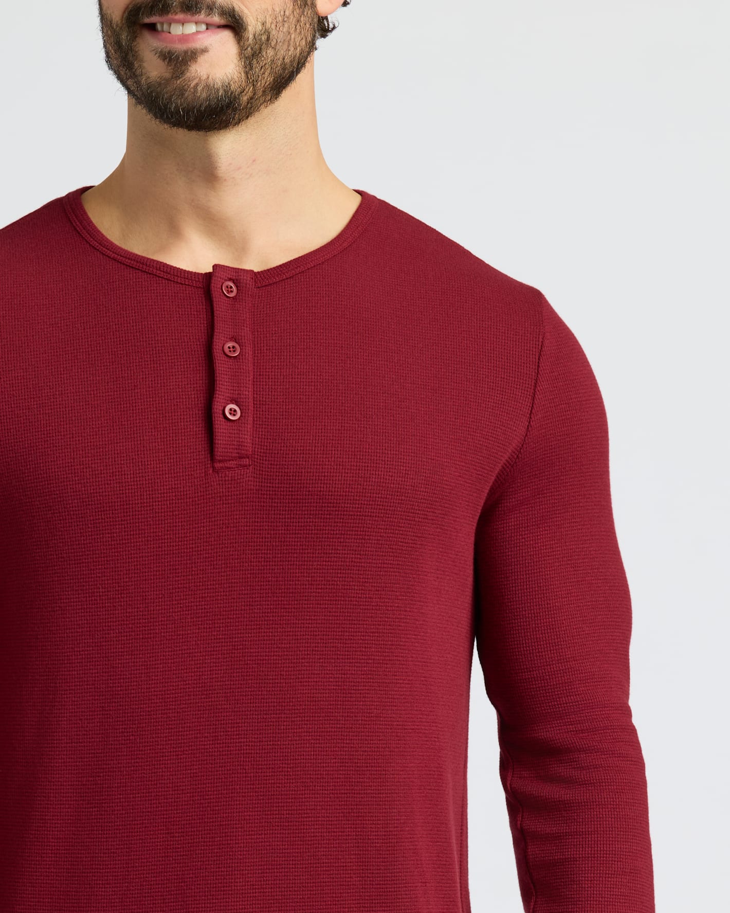 Dark Maroon Waffle Long Sleeve Henley